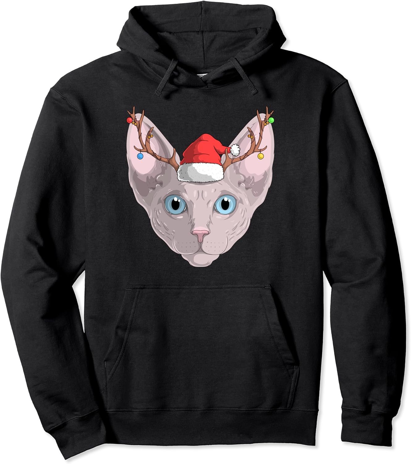 Sphynx Cat Santa Claus Hat Christmas XMas Kitty Gift Cute Pullover